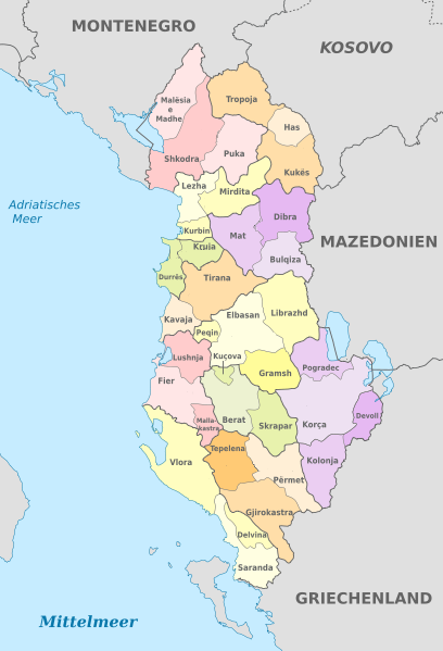 Albanien - Präfekturkarten