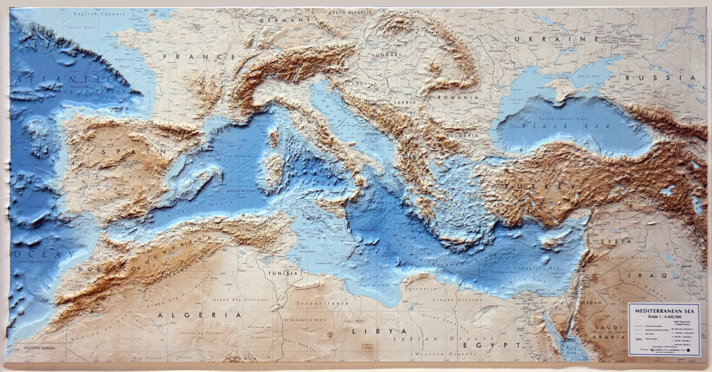 Reliefkarte Mittelmeer 1:4.400.000 - LAC