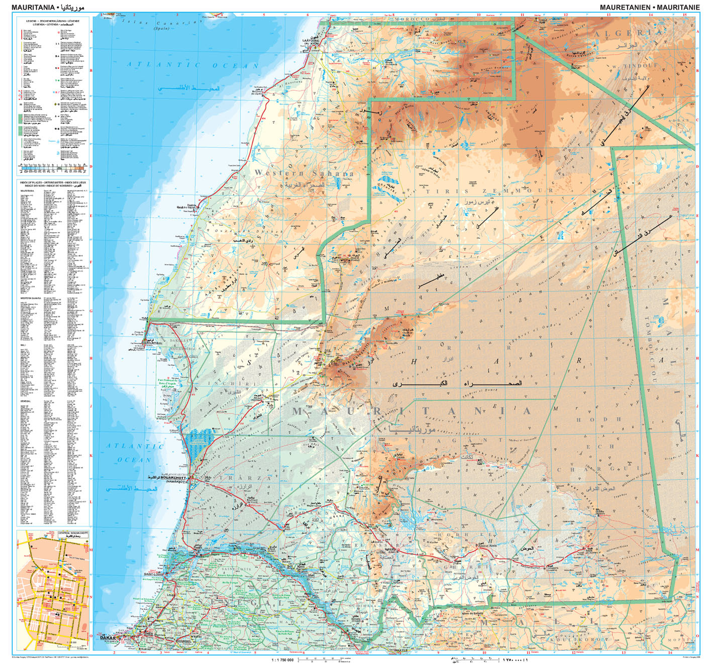 Mauretanien - 1:1,75 Mio. Gizi Map