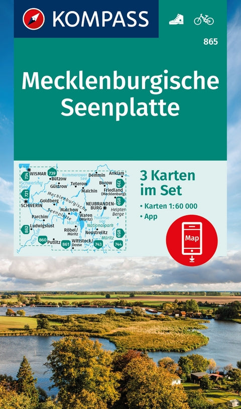865 Mecklenburgische Seenplatte 1:60.000 - Kompass Wanderkartenset 3-teilig