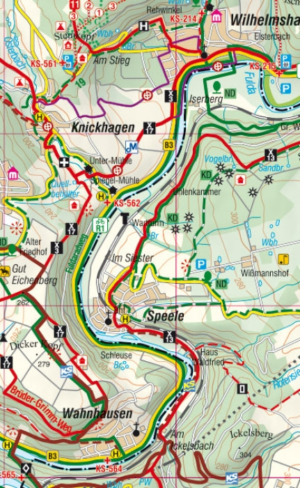 Fuldatal 1:33.000 - Rad- und Wanderkarte & Ortsplan
