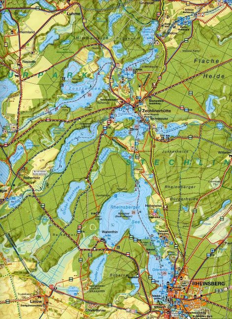 Rad-, Wander- und Gewässerkarte Rheinsberger Seen, Gr. Stechlin - 1:35.000