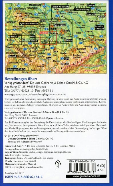 Pocket-Fahrradkarte Naumburg, Saale-Unstrut-Elster-Radacht - 1:75.000