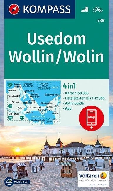 738 Insel Usedom - Insel Wollin - Kompass Wanderkarte