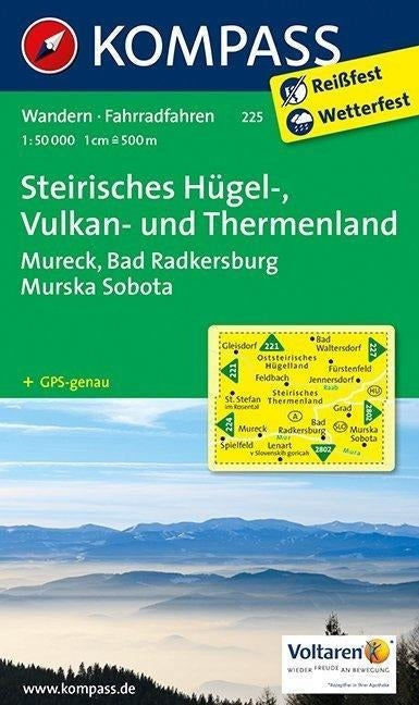 225 Steirisches Hügel-, Vulkan- und Thermenland 1 : 50.000 - Kompass Wanderkarte