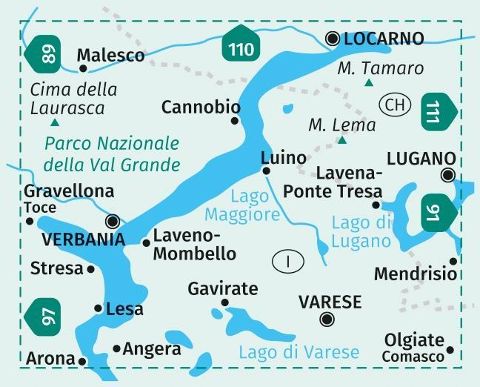 90 Lago Maggiore Kompass Wanderkarte Blattschnitt