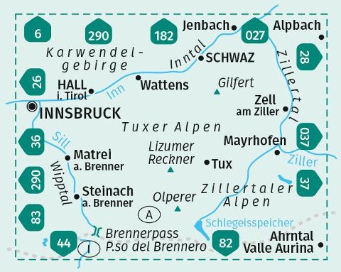 34 Tuxer Alpen - Kompass Wanderkarte