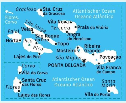 2260 Azoren 1:50.000 - Kompass Wanderkarte Portugal