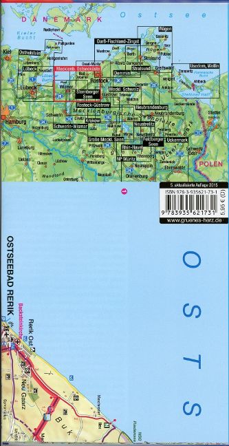 Fahrradkarte Mecklenburgische Ostseeküste, Wismar - Rostock - 1:75.000