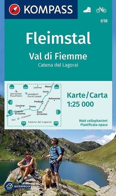 618 Fleimstal, Val di Fiemme, Catena dei Lagorai 1 : 25 000 - Kompass Wanderkarte
