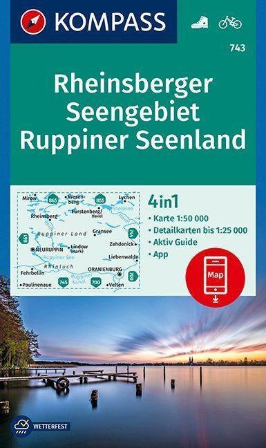 743 Rheinsberger Seengebiet, Ruppiner Seenland 1:50.000 - Kompass Wanderkarte