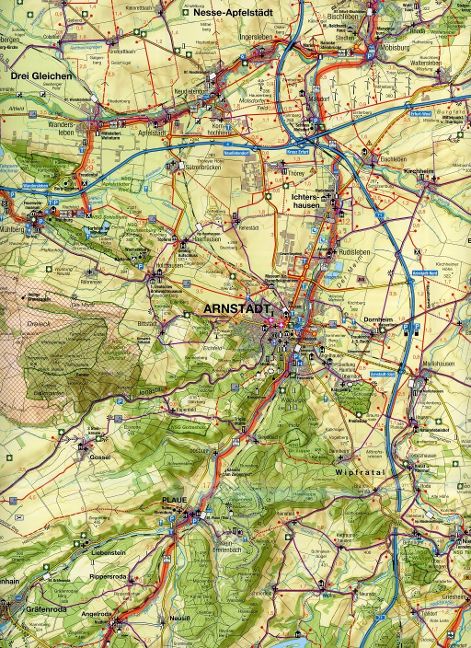 Fahrradkarte Erfurt - Mittelthüringen - 1:75.000