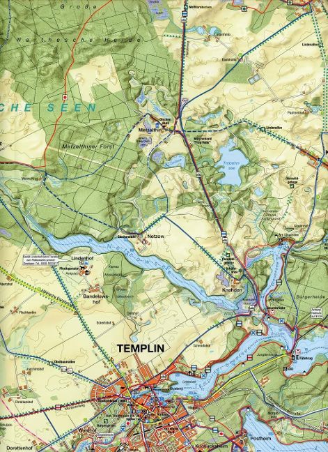 Rad-, Wander- und Gewässerkarte Templin - 1:35.000