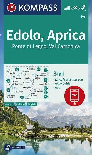 94 Edolo, Aprica, Ponte di Legno, Val Camonica - Kompass Wanderkarte