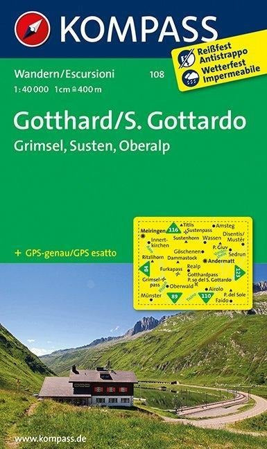 108 Gotthard 1:40.000 - Kompass Wanderkarte
