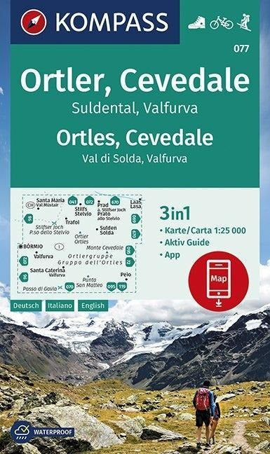 72 Ortles, Cevedale, Suldental, Valfurva 1:25.000 - Kompass Wanderkarte