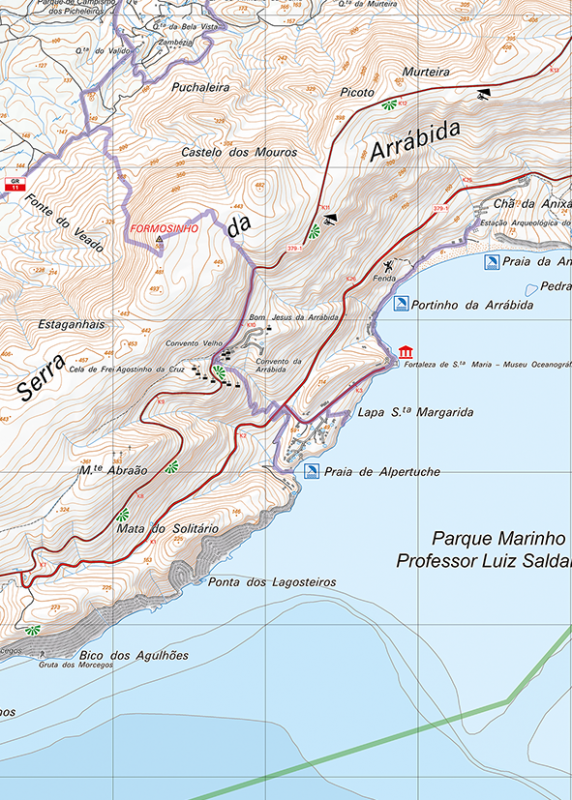 Arrábida 1:25.000 Wanderkarte Region Lissabon Portugal