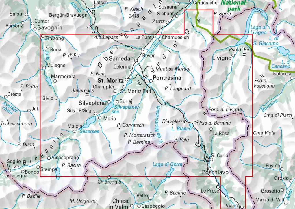 Oberengadin, Bernina 1:50.000 - Touren-Wanderkarten