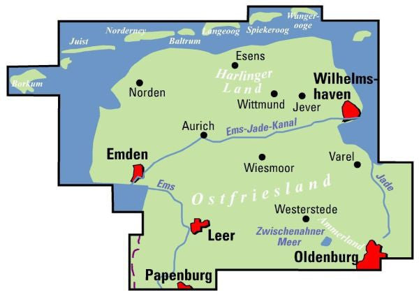 Ostfriesland - ADFC Regionalkarte