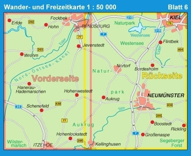 6 Rendsburg - Neumünster 1 : 50 000 - Wander- und Freizeitkarte Schleswig-Holstein