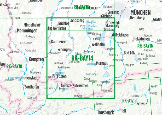 Pfaffenwinkel (RK-BAY14) 1:75.000 - Bikeline Fahrradkarte