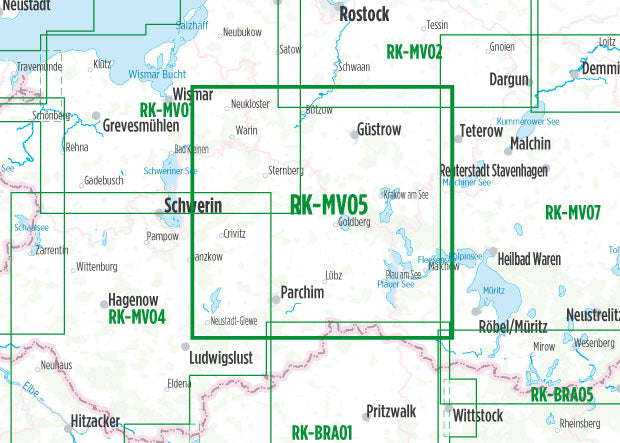 Mecklenburgische Seen West (RK-MV05) 1:75.000 - Bikeline Fahrradkarte