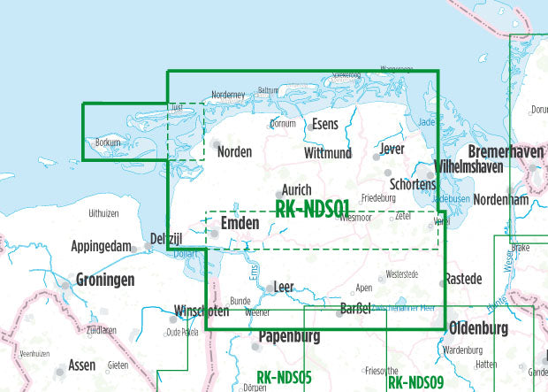 Ostfriesland • Ostfriesische Inseln (RK-NDS01) 1:75.000 - Bikeline Fahrradkarte