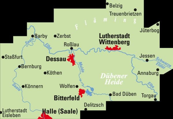 Welterberegion - Anhalt / Dessau / Wittenberg - ADFC Regionalkarte