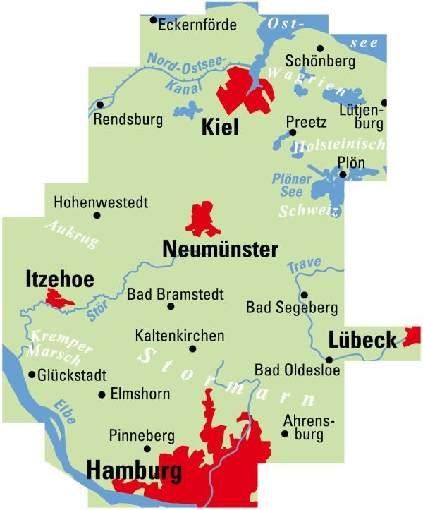Hamburg - Kiel - Neumünster - ADFC Regionalkarte