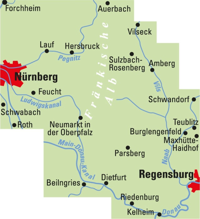 Nürnberger Land / Oberpfalz 1:75.000 ADFC Regionalkarte