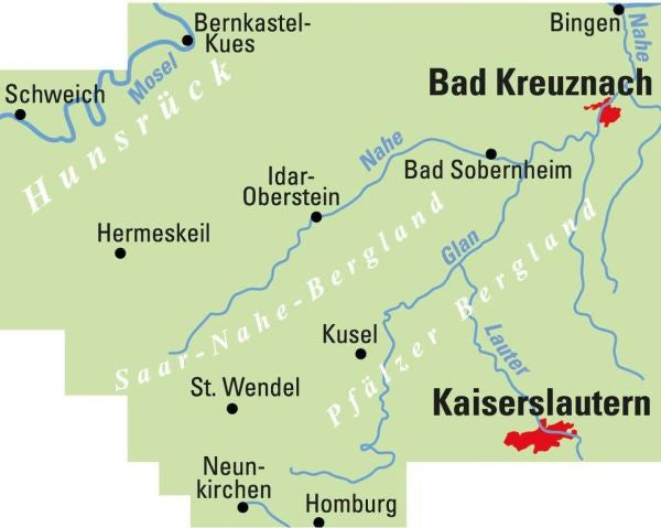 Pfalz Nord / Hunsrück / Nahe - ADFC Regionalkarte