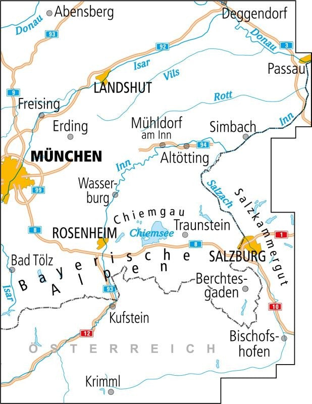 ADFC-Radtourenkarte 27 Oberbayern Ost / Chiemsee / Inn   1:150.000