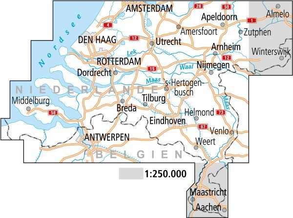 Niederlande Süd - ADFC-Radtourenkarte 1:150.000
