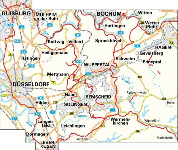 Wuppertal / Bergische Bahntrassen 1:50.000 - BVA Fahrradkarte