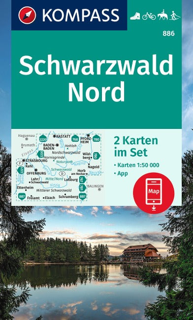 886 Schwarzwald Nord 1:50.000 - Kompass Wanderkartenset