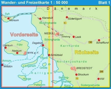 1 Niebüll - Bredstedt 1 : 50 000 -  Wander- und Freizeitkarte Schleswig-Holstein