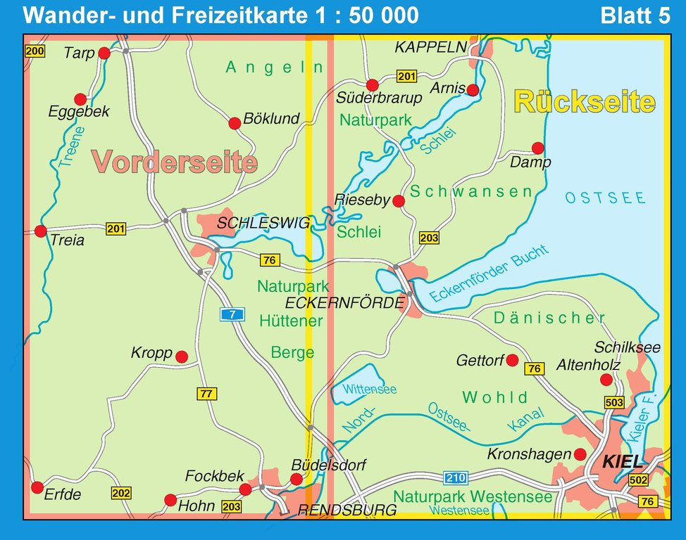 5 Schleswig - Eckernförde 1:50.000 - Wander- und Freizeitkarte Schleswig-Holstein