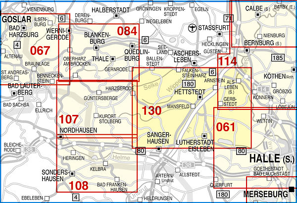 130 Östliches Harzvorland, Mansfeld, Hettstedt, Lutherstadt Eisleben und Umgebung 1:50.000