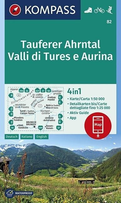 82 Tauferer Ahrntal / Valli di Tures e Aurina 1:50.000 - Kompass Wanderkarte