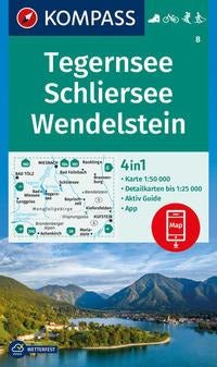 8 Tegernsee, Schliersee, Wendelstein - 1:50.000 Kompass Wanderkarte