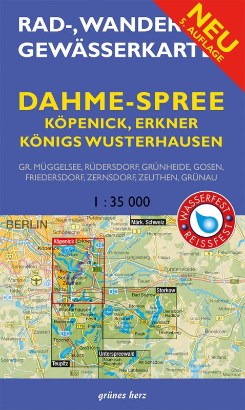Rad-, Wander- und Gewässerkarte Dahme-Spree: Köpenick, Erkner, Königs Wusterhausen - 1:35.000