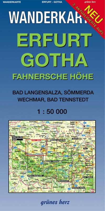Wanderkarte Erfurt, Gotha, Fahnersche Höhe - 1:50.000
