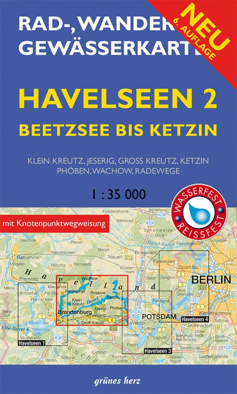 Rad-, Wander- und Gewässerkarte Havelseen 2: Beetzsee bis Ketzin - 1:35.000