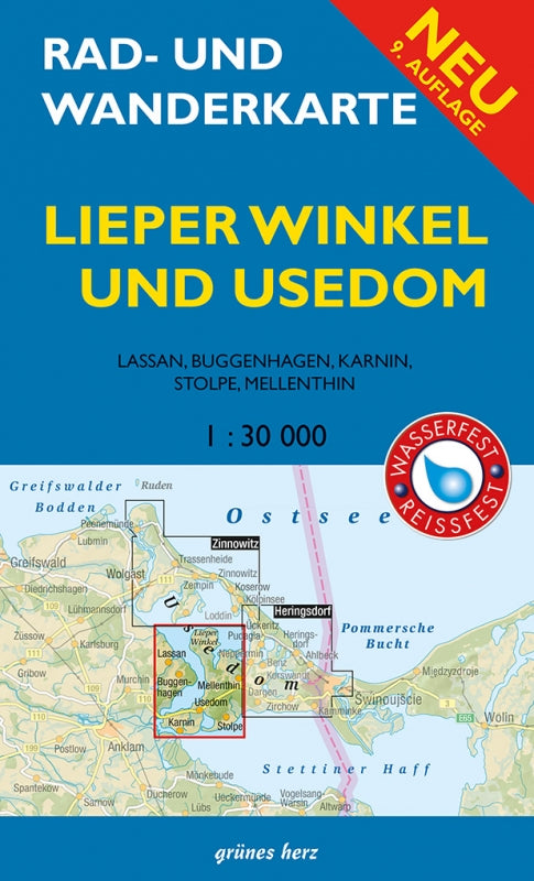 Rad- & Wanderkarte Lieper Winkel und Usedom - 1:30.000