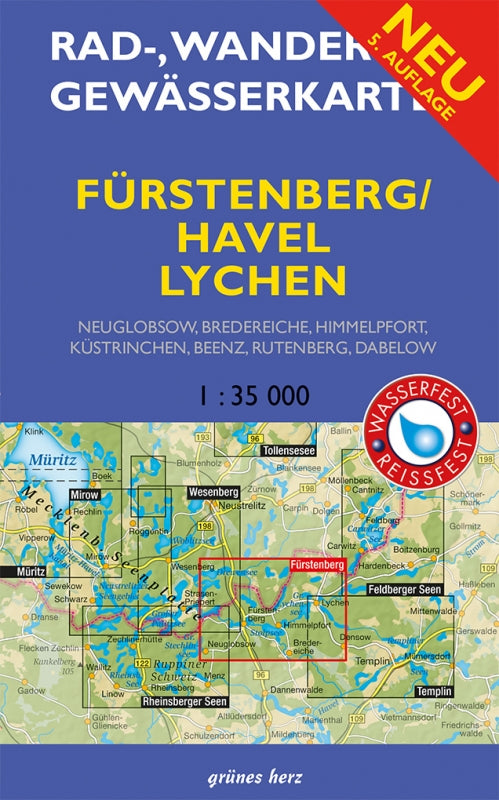 Rad-, Wander- und Gewässerkarte Fürstenberg/Havel, Lychen - 1:35.000