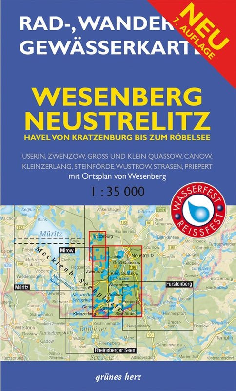 Rad-, Wander- und Gewässerkarte Wesenberg, Neustrelitz - 1:35.000