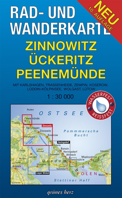 Rad- & Wanderkarte Zinnowitz, Ückeritz, Peenemünde - 1:30.000