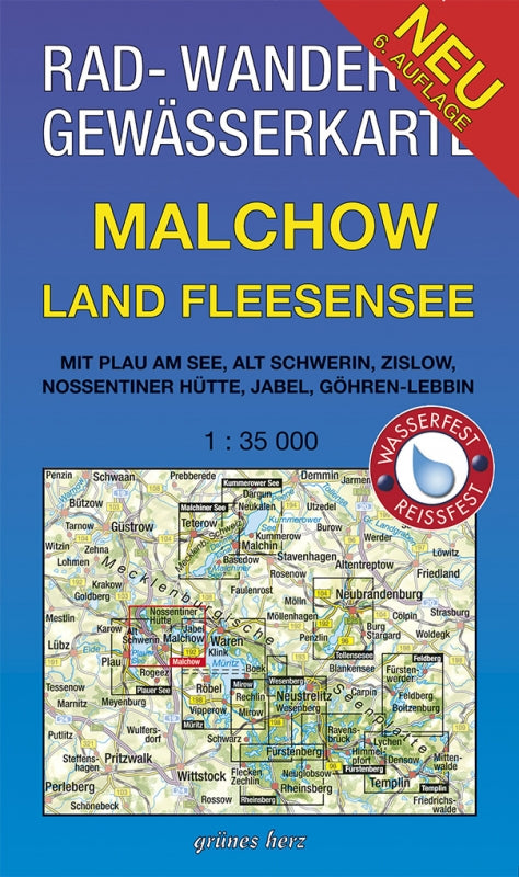 Rad-, Wander- und Gewässerkarte Malchow, Land Fleesensee - 1:35.000