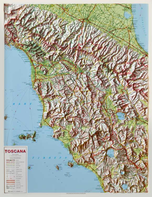 Reliefkarte Toskana 1:350.000 - LAC