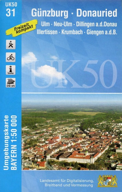 UK50-31 Günzburg, Donauried, Neu-Ulm - Wanderkarte 1:50.000 Bayern